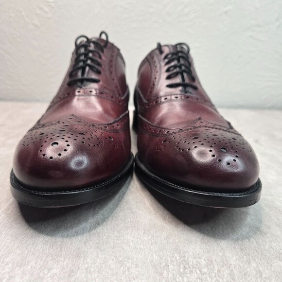 Wingtip Oxford Dress Shoes Mens Sz 10 Red Leather Preppy Lace Up Brogue Loafers - Picture 3 of 12